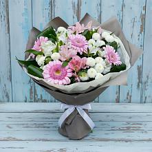 Букет цветов из:  Герберы, Альстромерии и Хризантемы в поселке имени Воровского
