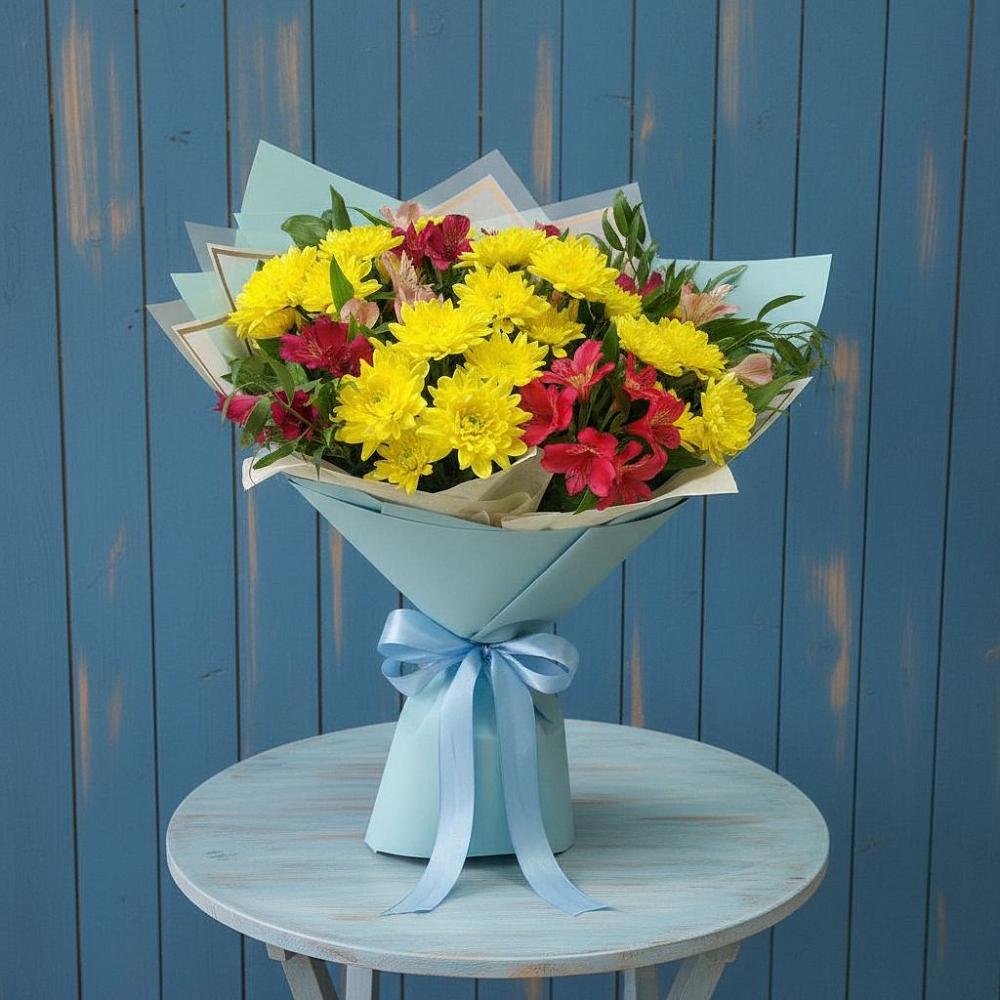 Букет цветов из: Альстромерии и Хризантемы в поселке имени Воровского