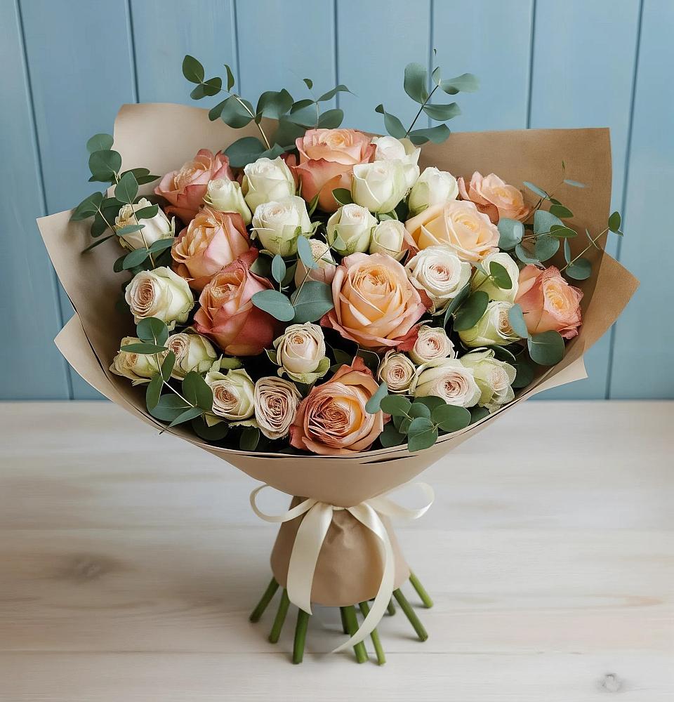 Букет цветов из: Альстромерии и Розы в поселке имени Воровского