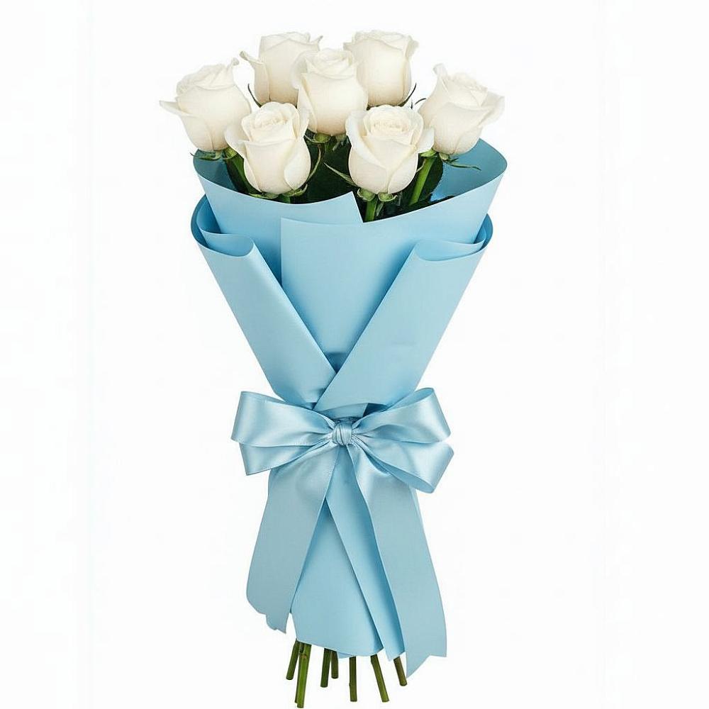 Букет 7 белых роз Проуд в поселке имени Воровского