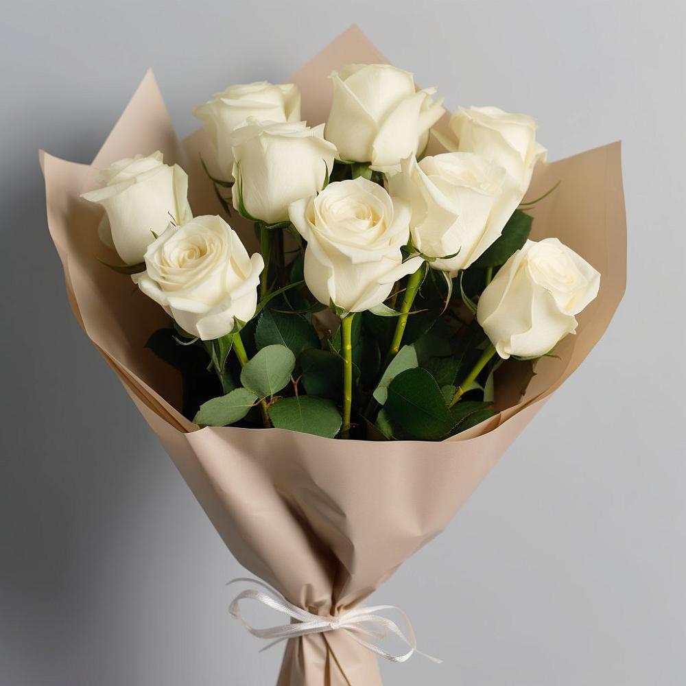 Букет 9 Белых роз Эдлесс Лав в поселке имени Воровского