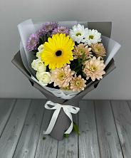 Букет цветов из:  Розы, Герберы и Хризантемы в поселке имени Воровского