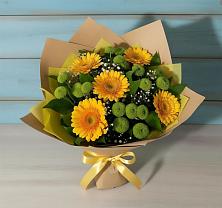 Букет цветов из:  Герберы и Хризантемы в поселке имени Воровского
