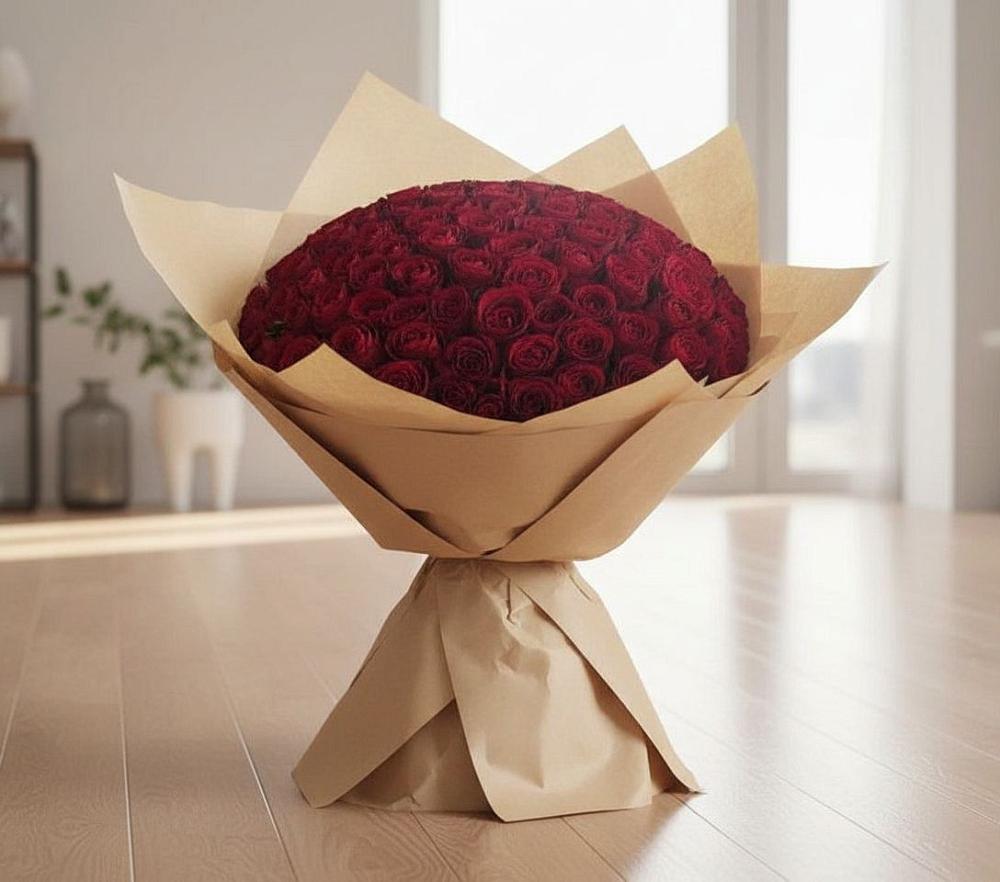 Букет 101 Красная роза в поселке имени Воровского