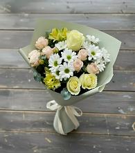Букет цветов из:  Альстромерии, Розы и Хризантемы в поселке имени Воровского