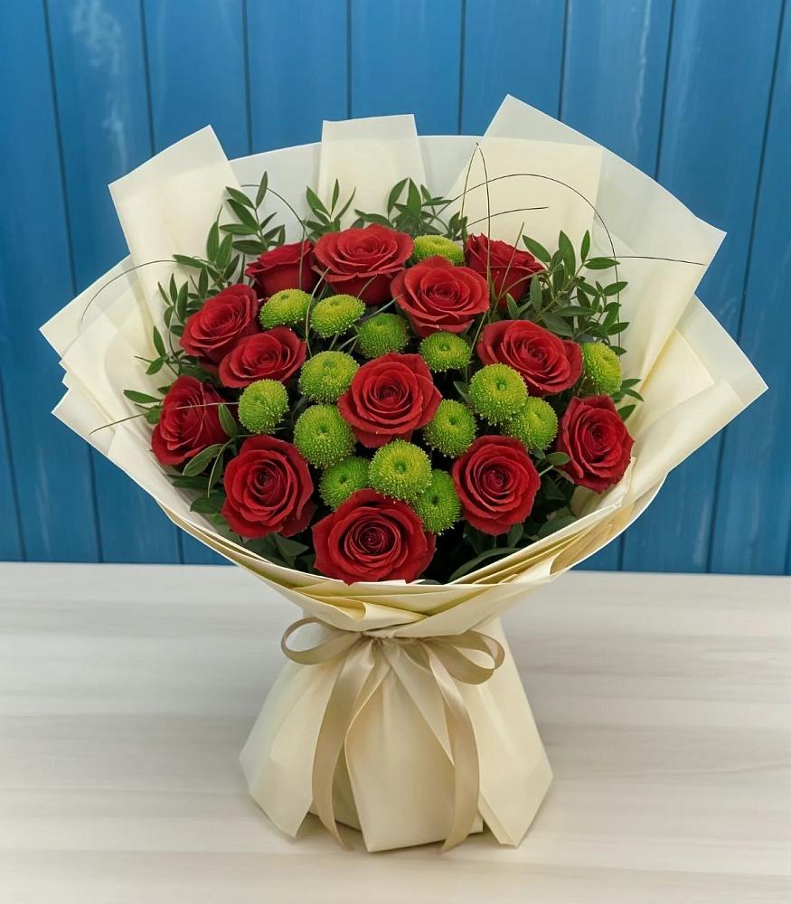 Букет цветов из: Розы и Хризантемы в поселке имени Воровского